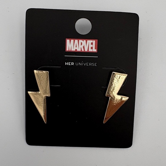 Marvel X-Men Storm Gold Tone Lightning Bolt Post Earrings NWT - Picture 2 of 4